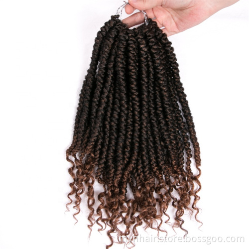 Ombre 14 Inch 12 Strands/Piece Twist Crochet Braids Hair Extensions Curly End Short Synthetic hair Spiral Twisted Braid